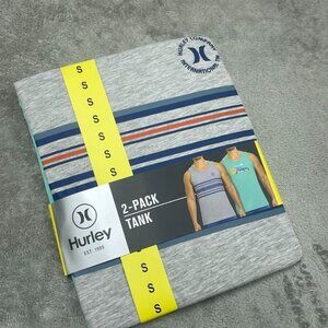 Hurley 2-Pack Mens Tanks S Gray/Green Graphic Stripes Moisture-Wicking 6927